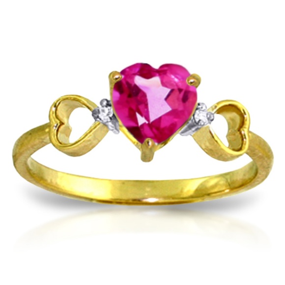 Galaxy Gold Products Jewelry - 14K. SOLID GOLD RING WITH DIAMONDS & PINK TOPAZ